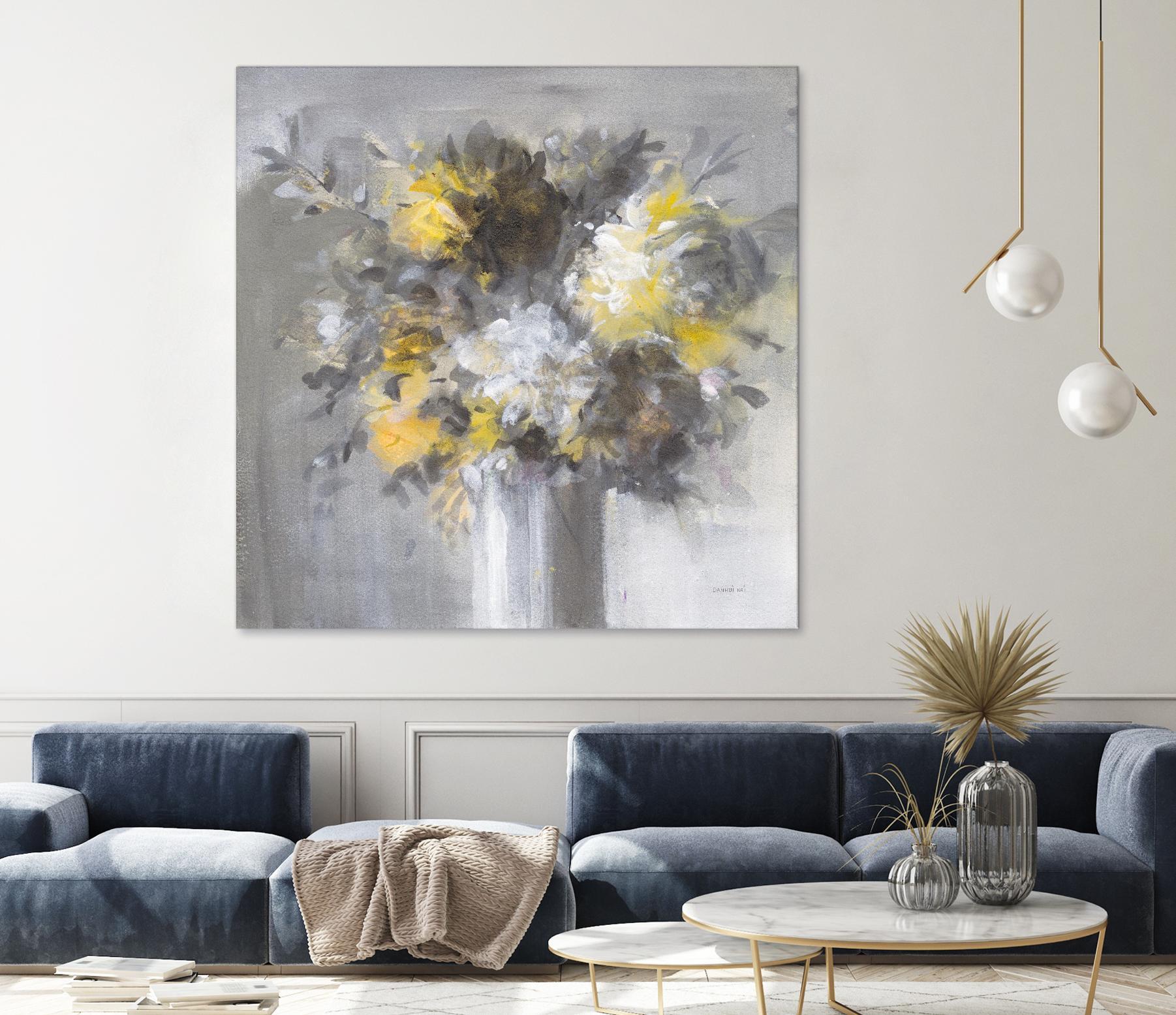 Weekend Bouquet Yellow Gray by Danhui Nai on GIANT ART - farmhouse brown