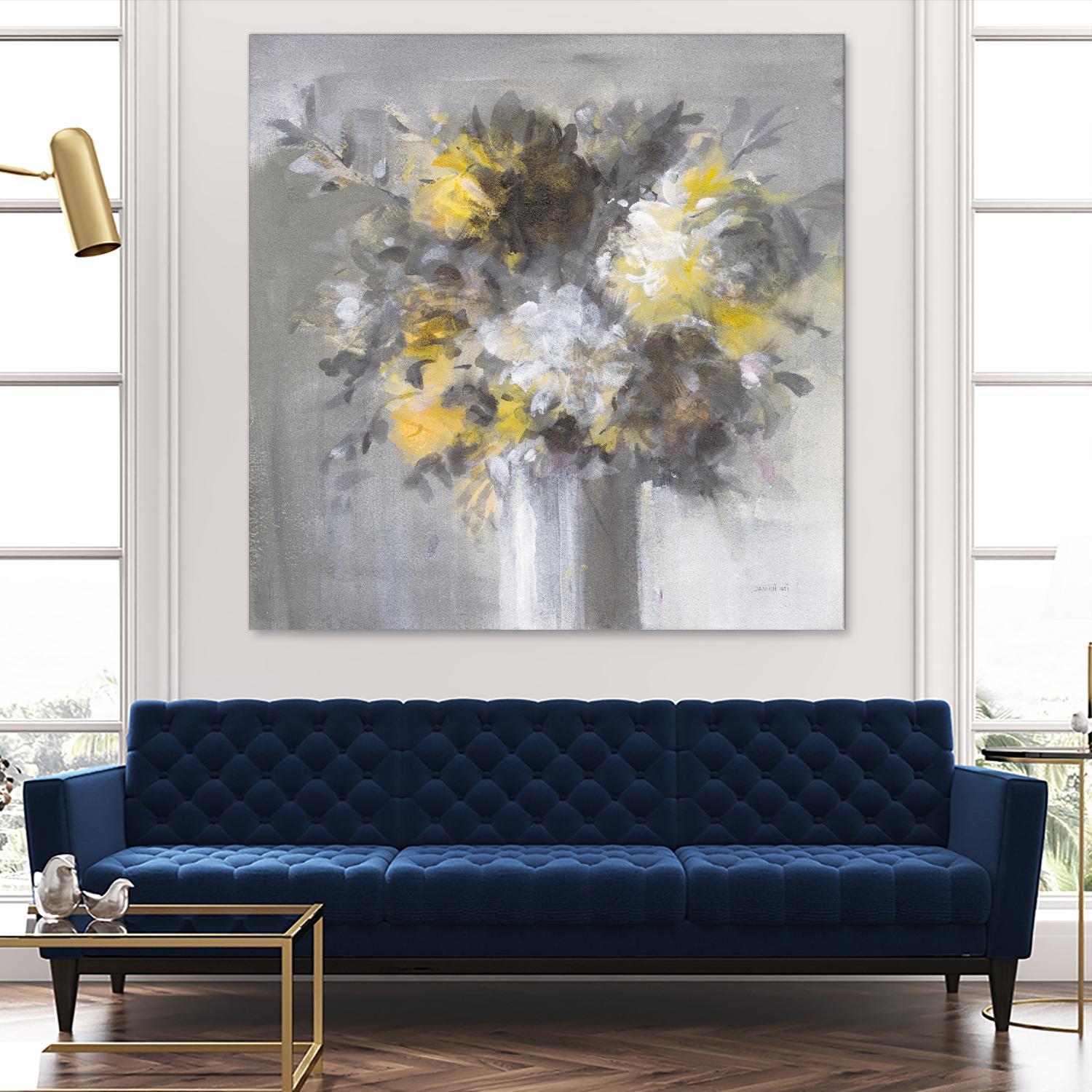 Weekend Bouquet Yellow Gray by Danhui Nai on GIANT ART - farmhouse brown