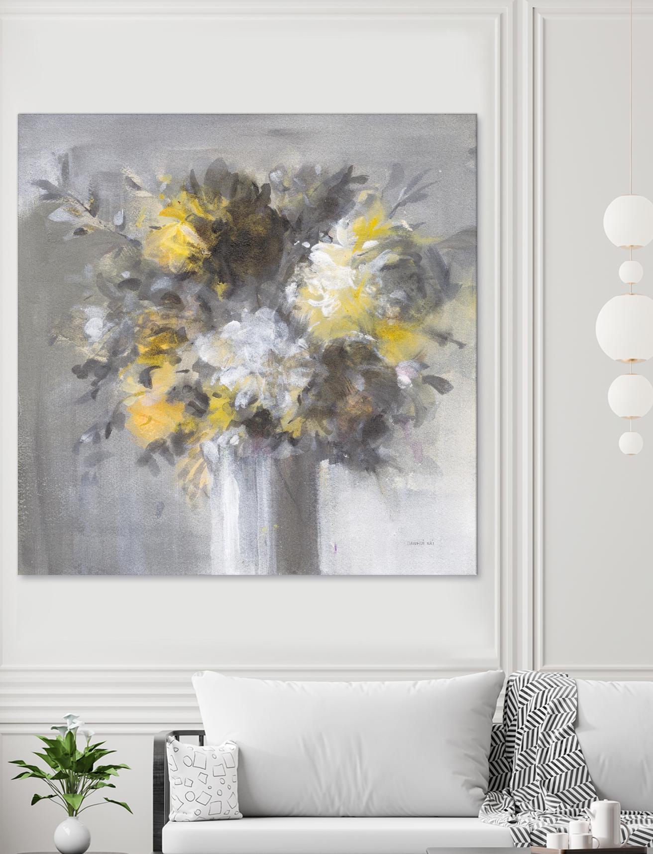 Weekend Bouquet Yellow Gray by Danhui Nai on GIANT ART - farmhouse brown