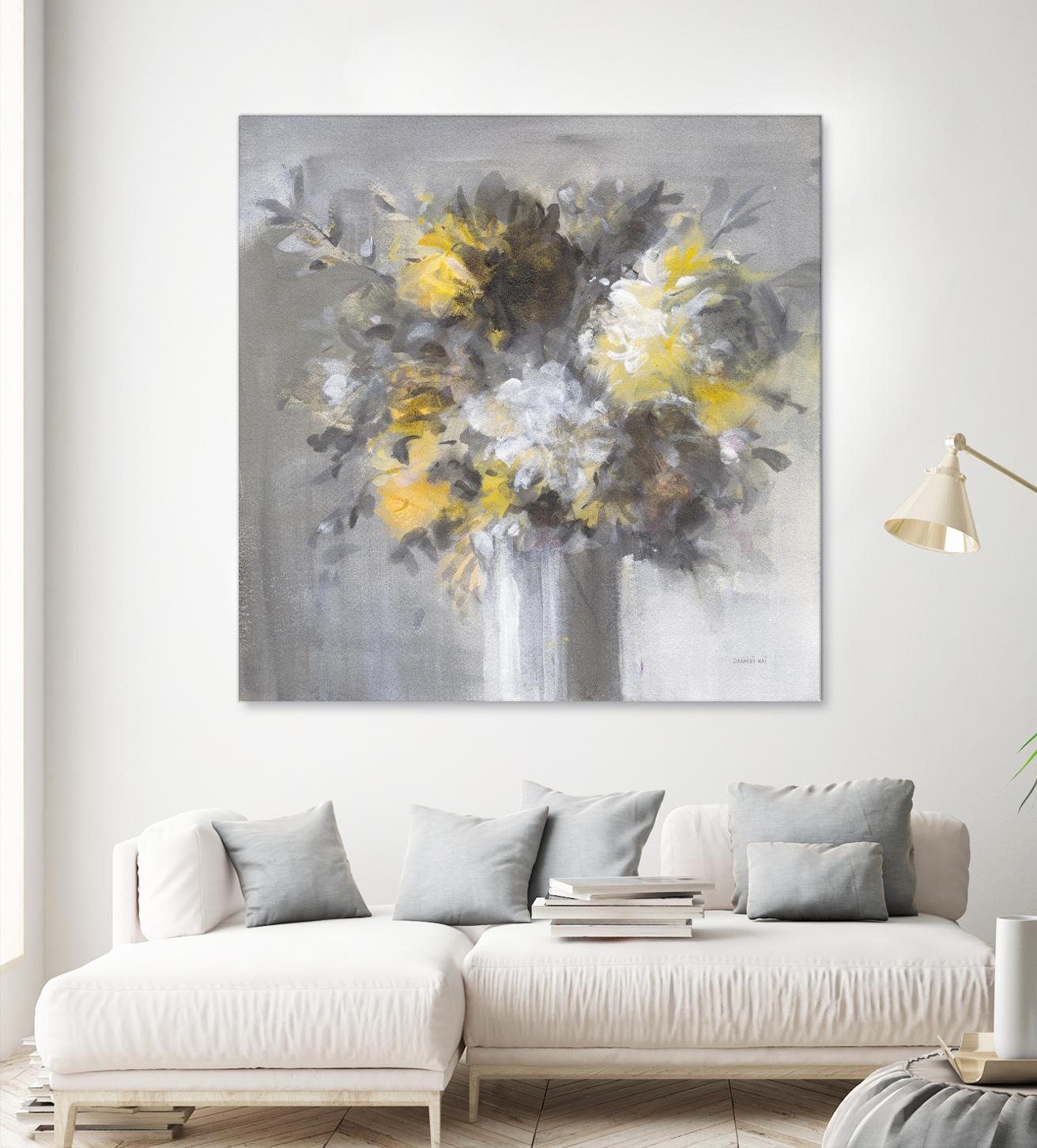 Weekend Bouquet Yellow Gray by Danhui Nai on GIANT ART - farmhouse brown