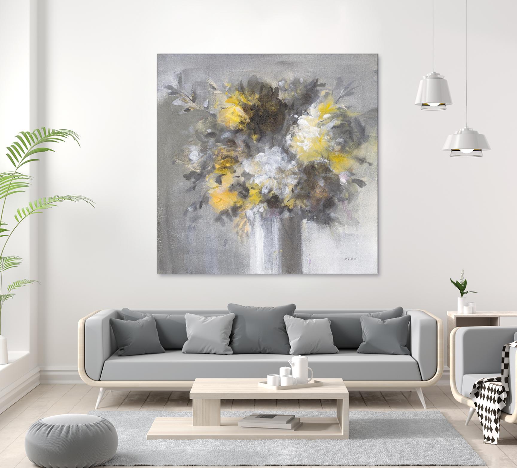 Weekend Bouquet Yellow Gray by Danhui Nai on GIANT ART - farmhouse brown