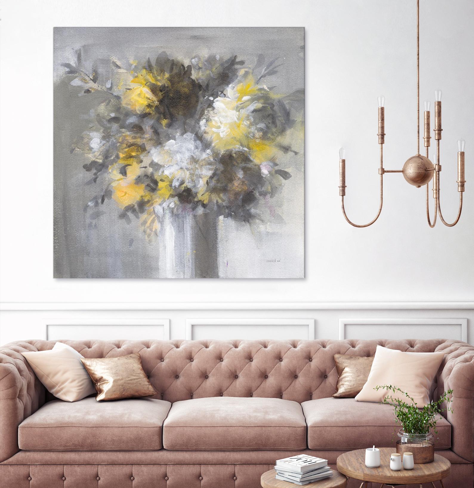 Weekend Bouquet Yellow Gray by Danhui Nai on GIANT ART - farmhouse brown