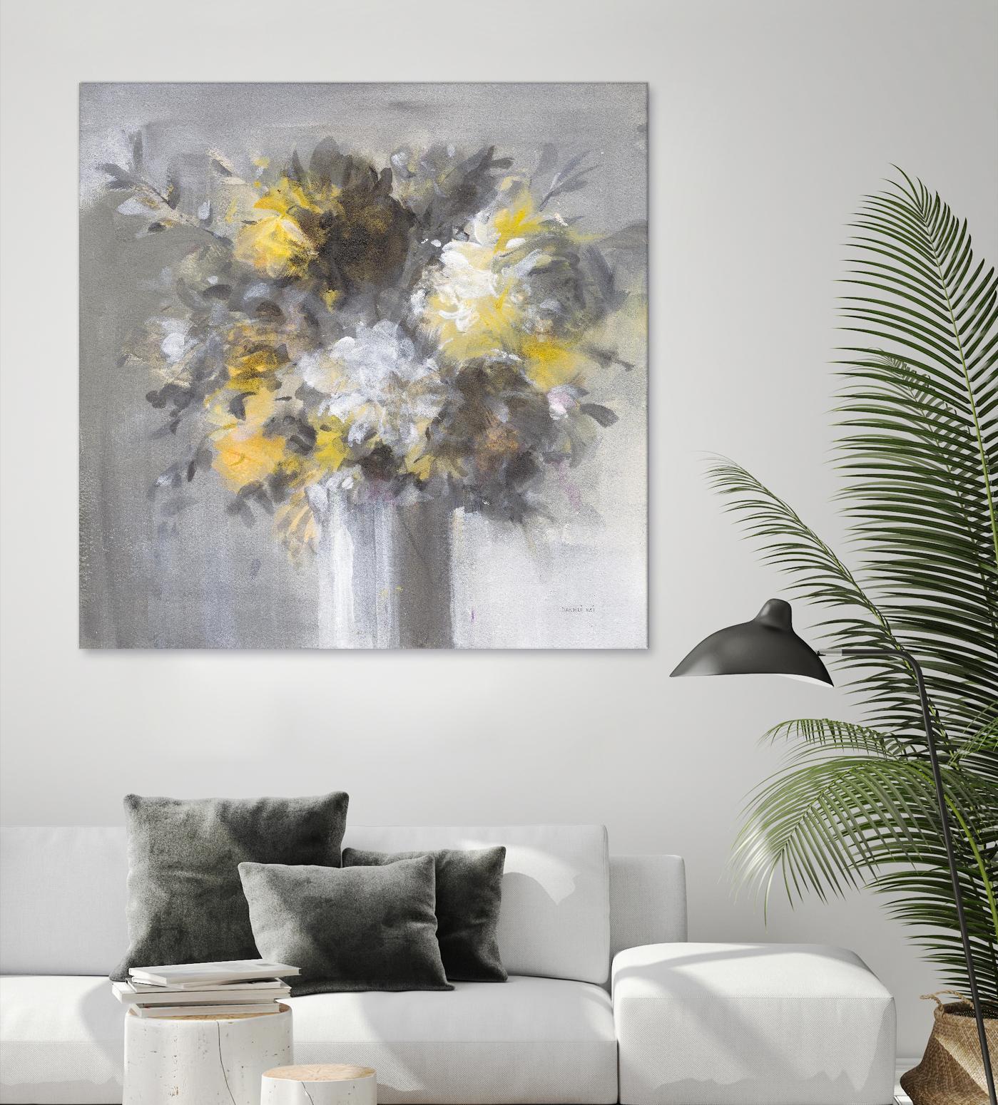 Weekend Bouquet Yellow Gray by Danhui Nai on GIANT ART - farmhouse brown