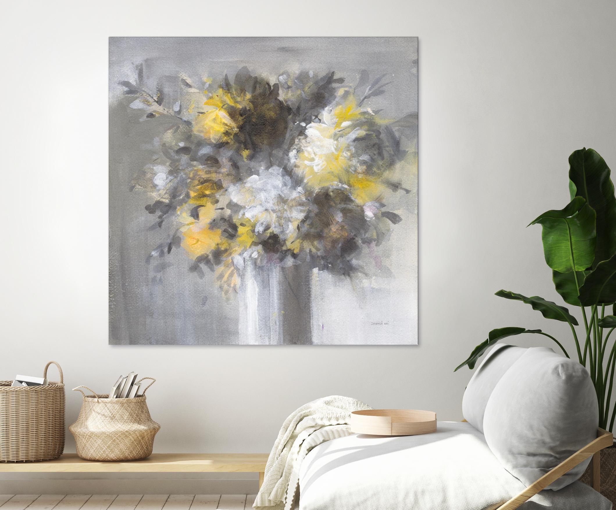 Weekend Bouquet Yellow Gray by Danhui Nai on GIANT ART - farmhouse brown