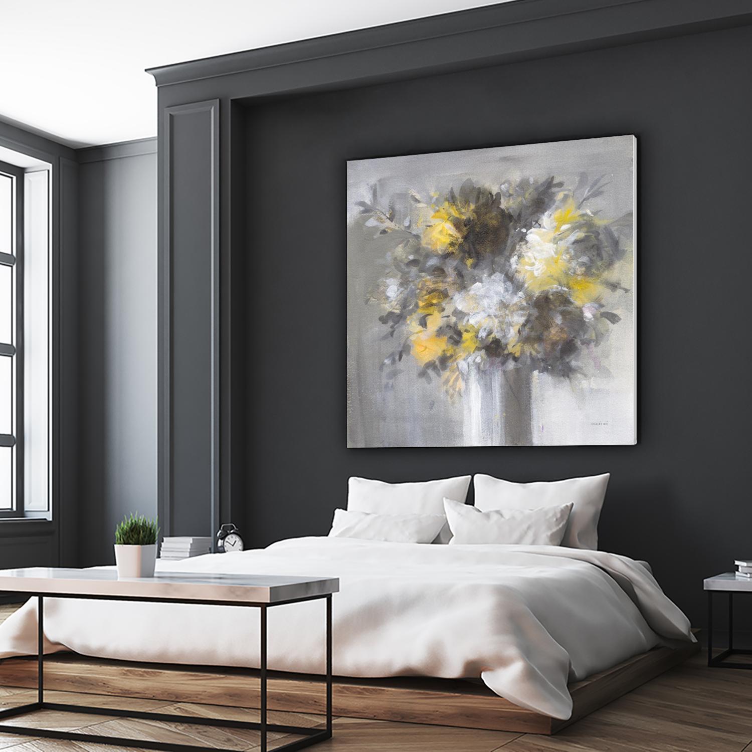 Weekend Bouquet Yellow Gray by Danhui Nai on GIANT ART - farmhouse brown