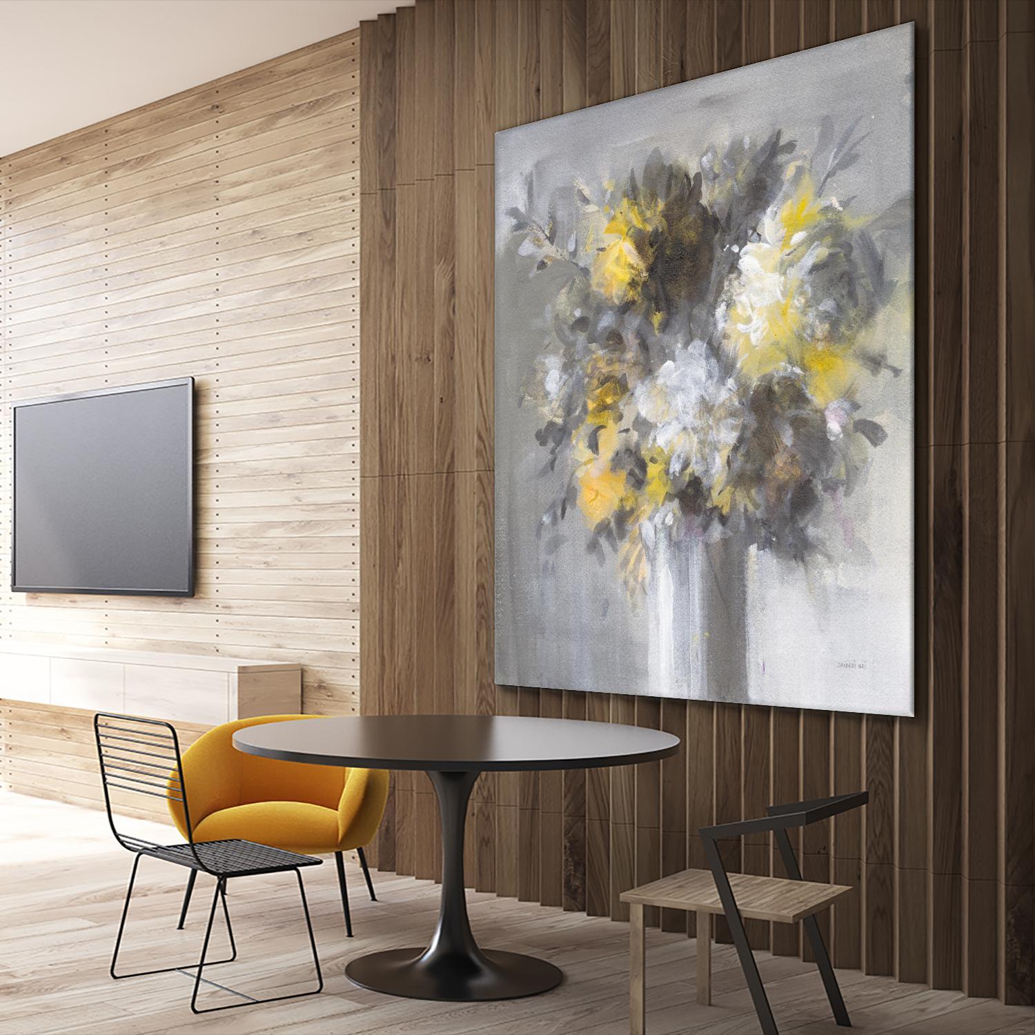 Weekend Bouquet Yellow Gray by Danhui Nai on GIANT ART - farmhouse brown