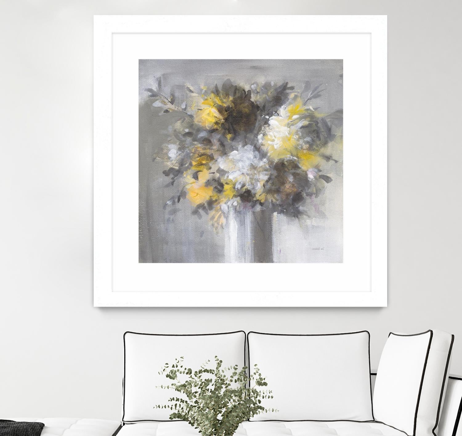 Weekend Bouquet Yellow Gray by Danhui Nai on GIANT ART - farmhouse brown