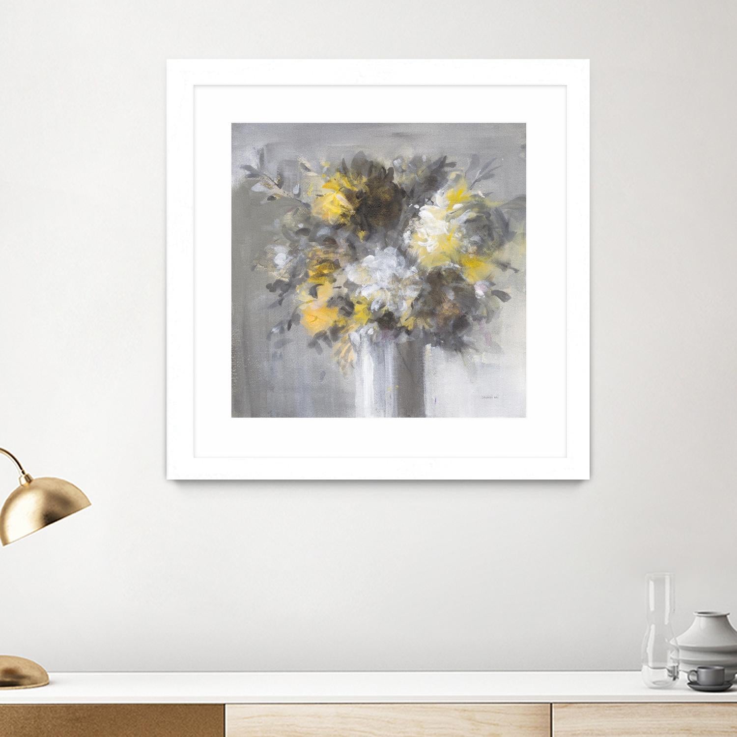 Weekend Bouquet Yellow Gray by Danhui Nai on GIANT ART - farmhouse brown
