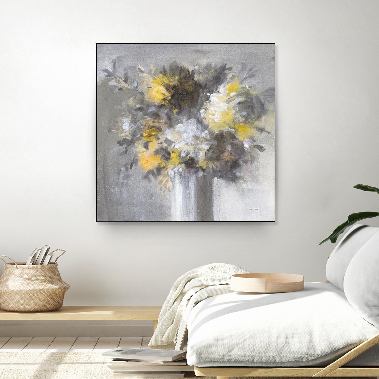 Weekend Bouquet Yellow Gray by Danhui Nai on GIANT ART - farmhouse brown