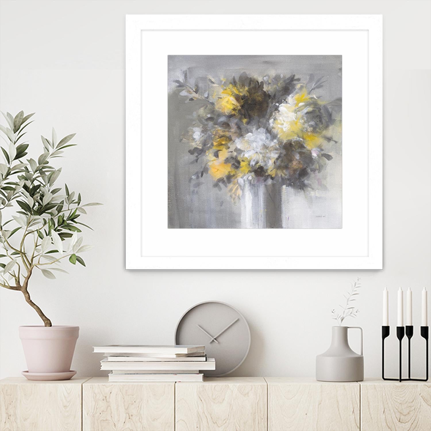 Weekend Bouquet Yellow Gray by Danhui Nai on GIANT ART - farmhouse brown