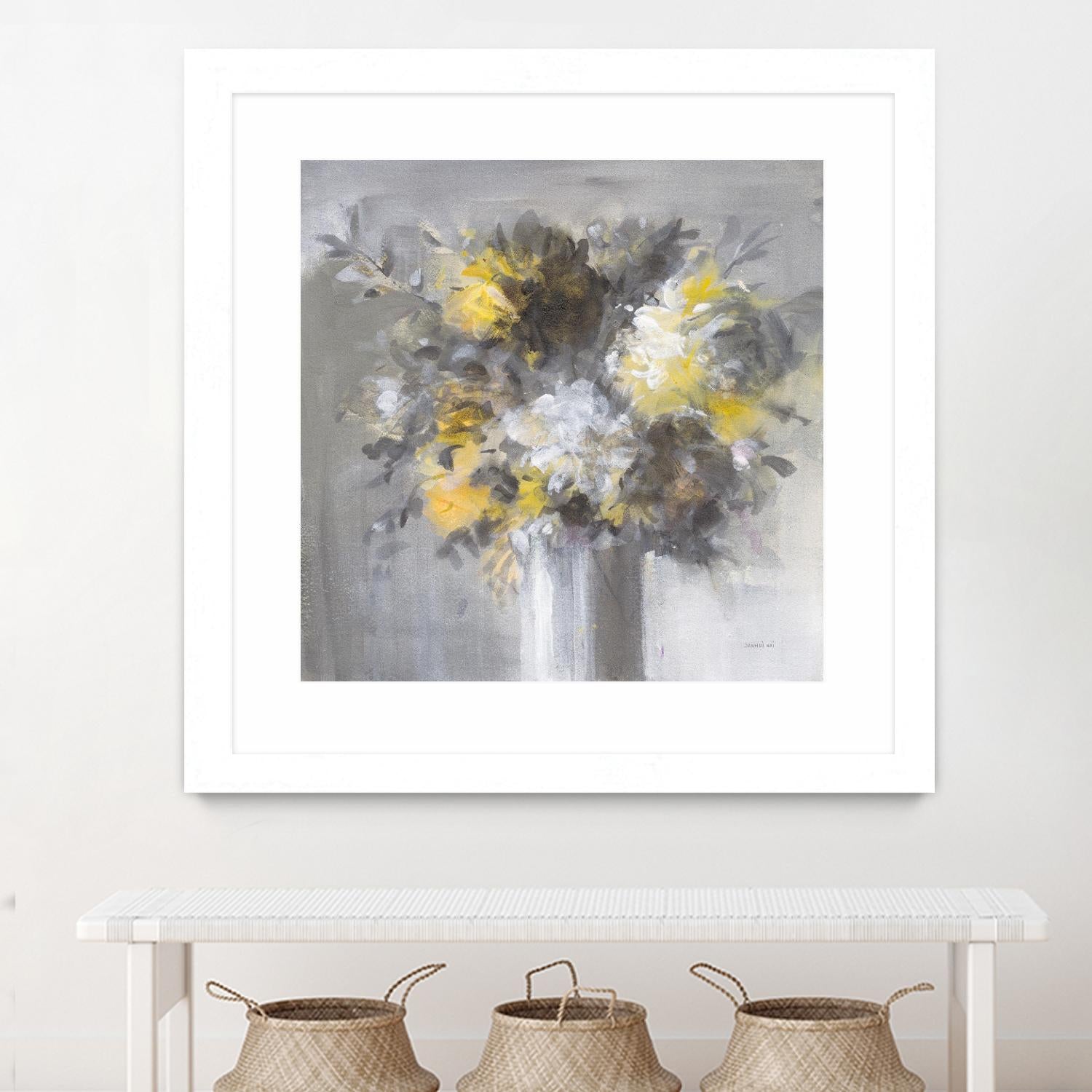 Weekend Bouquet Yellow Gray by Danhui Nai on GIANT ART - farmhouse brown