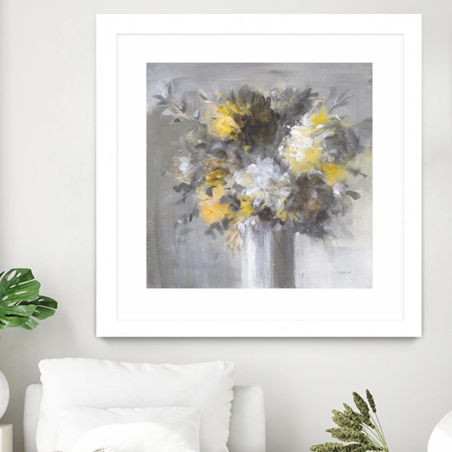 Weekend Bouquet Yellow Gray by Danhui Nai on GIANT ART - farmhouse brown