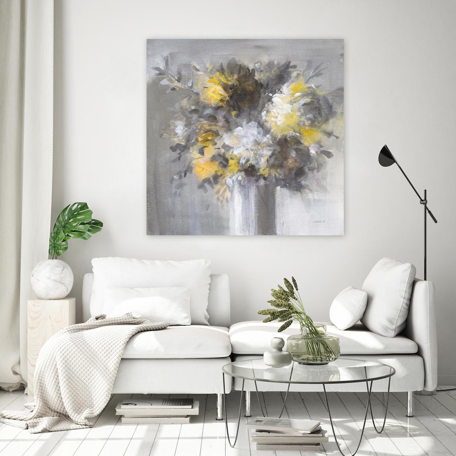 Weekend Bouquet Yellow Gray by Danhui Nai on GIANT ART - white farmhouse farmhouse