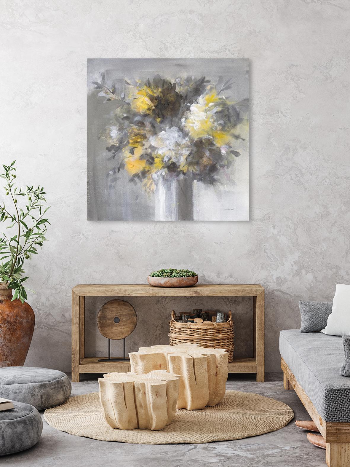Weekend Bouquet Yellow Gray by Danhui Nai on GIANT ART - white farmhouse farmhouse