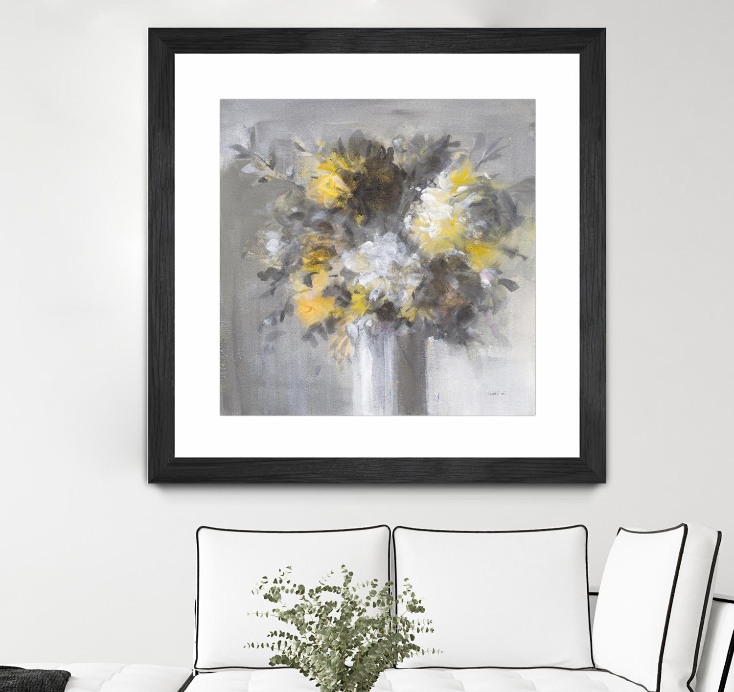Weekend Bouquet Yellow Gray by Danhui Nai on GIANT ART - farmhouse brown
