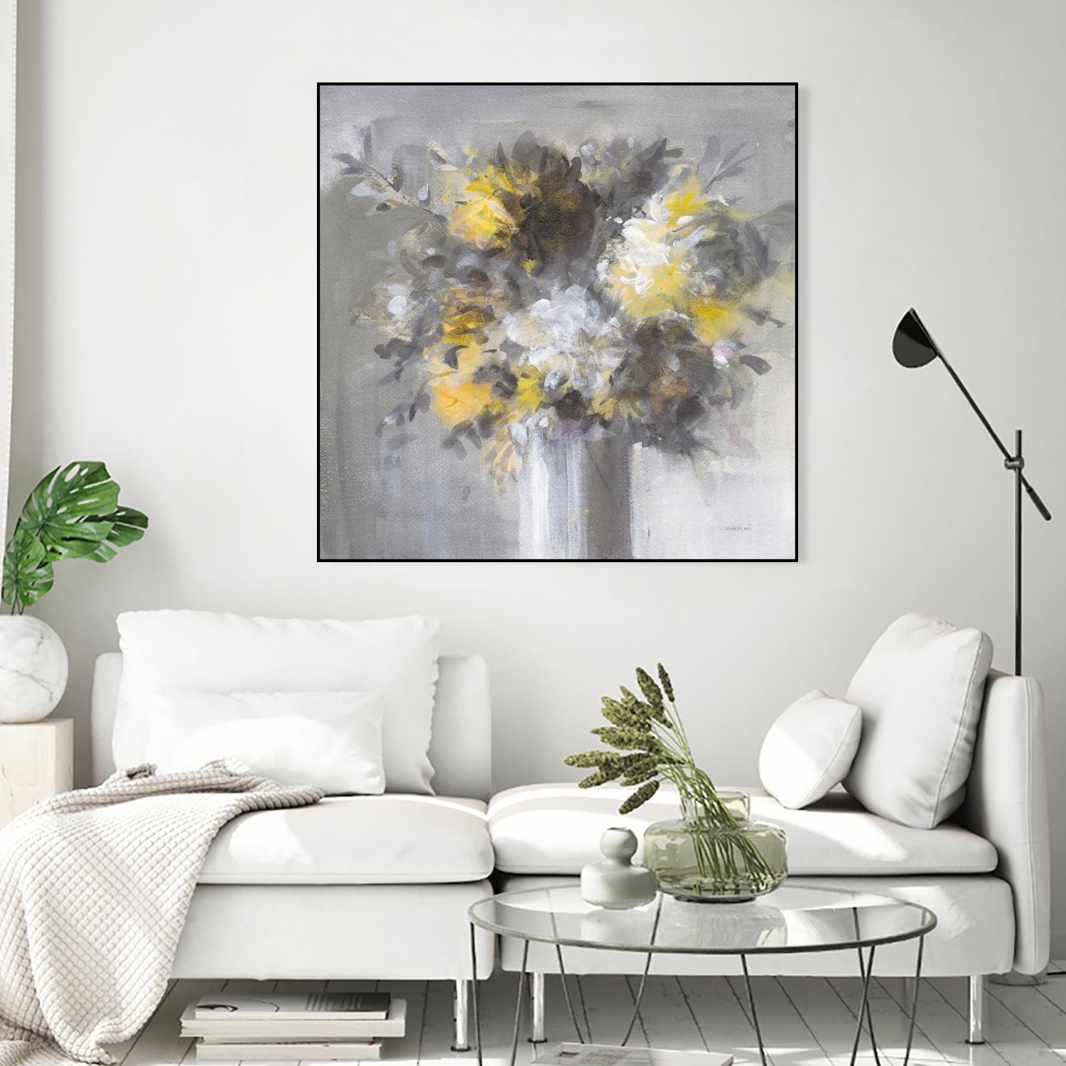 Weekend Bouquet Yellow Gray by Danhui Nai on GIANT ART - farmhouse brown