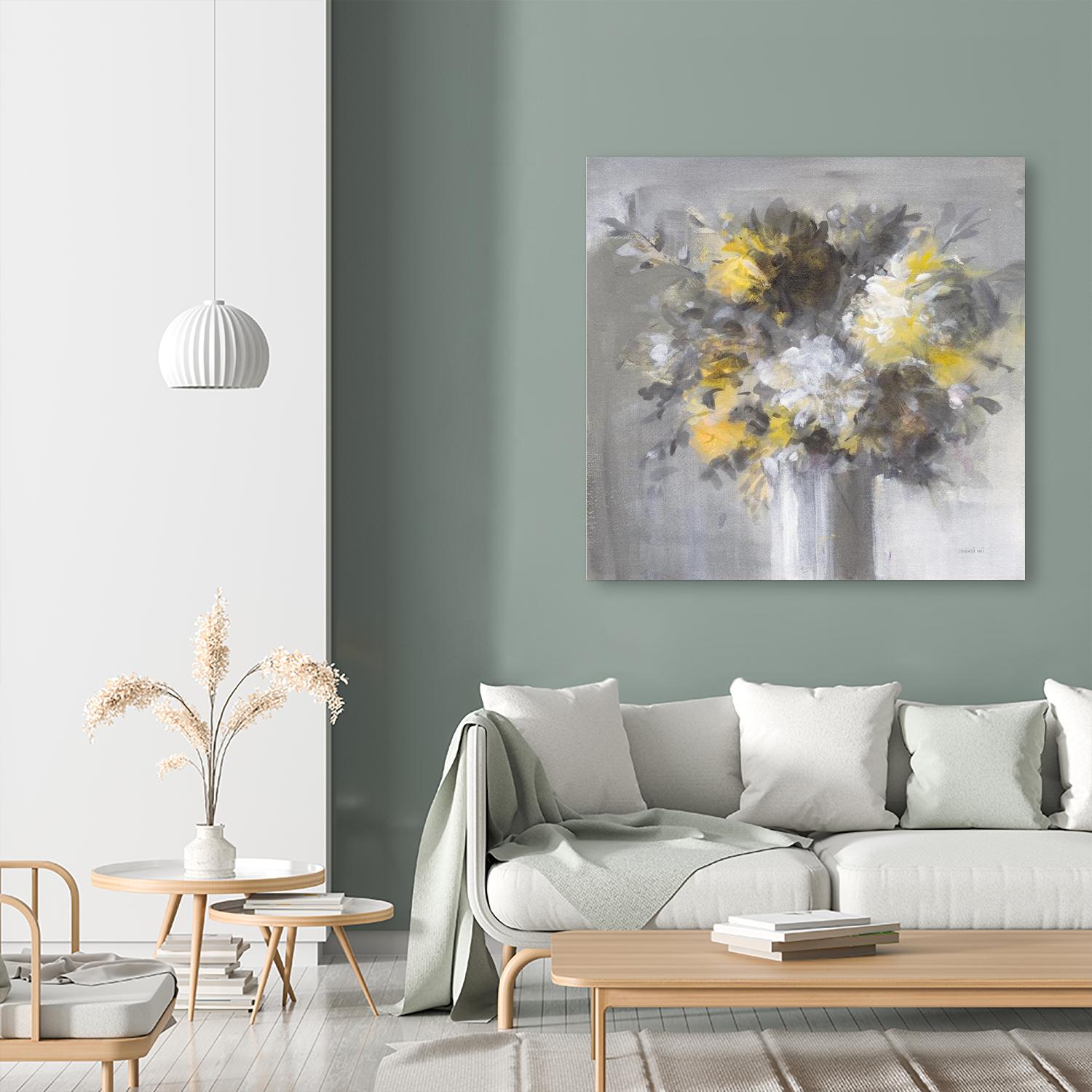 Weekend Bouquet Yellow Gray by Danhui Nai on GIANT ART - white farmhouse farmhouse