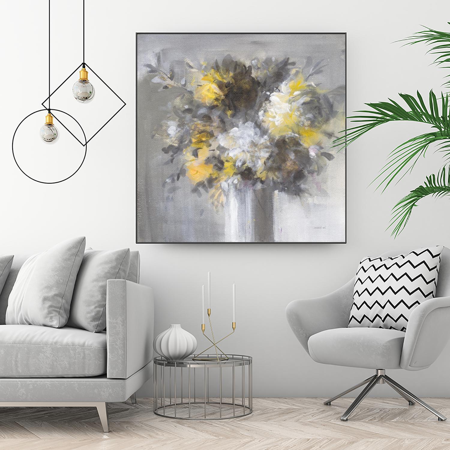 Weekend Bouquet Yellow Gray by Danhui Nai on GIANT ART - farmhouse brown