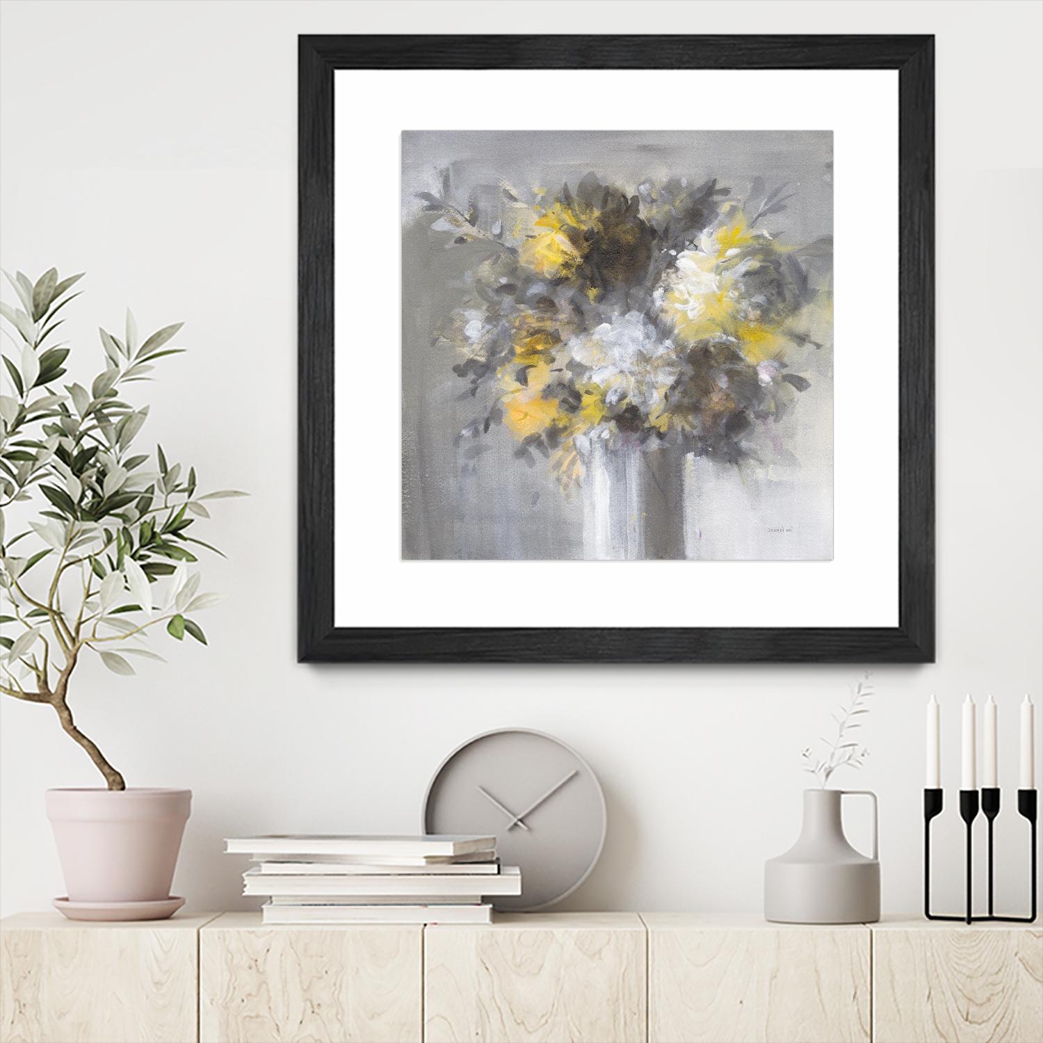 Weekend Bouquet Yellow Gray by Danhui Nai on GIANT ART - farmhouse brown