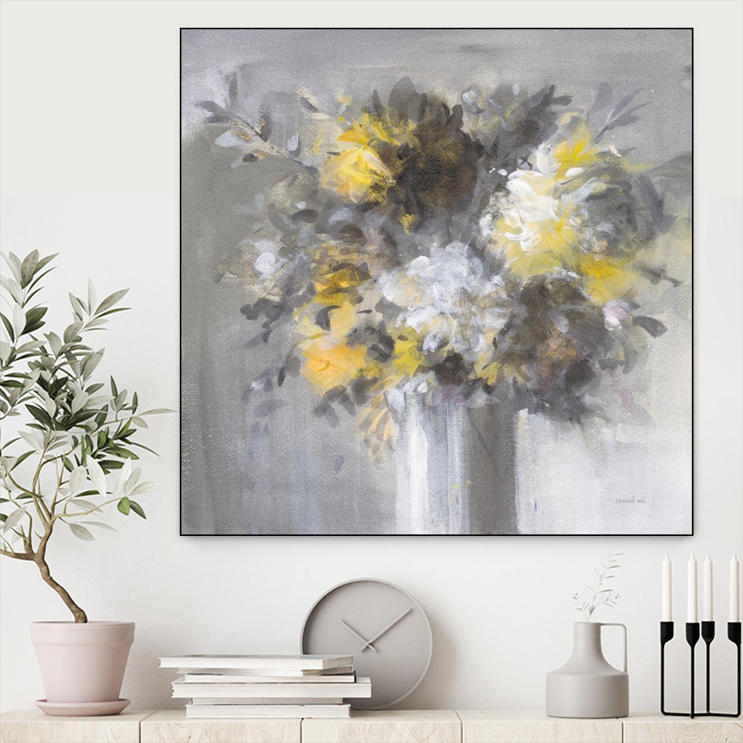 Weekend Bouquet Yellow Gray by Danhui Nai on GIANT ART - farmhouse brown