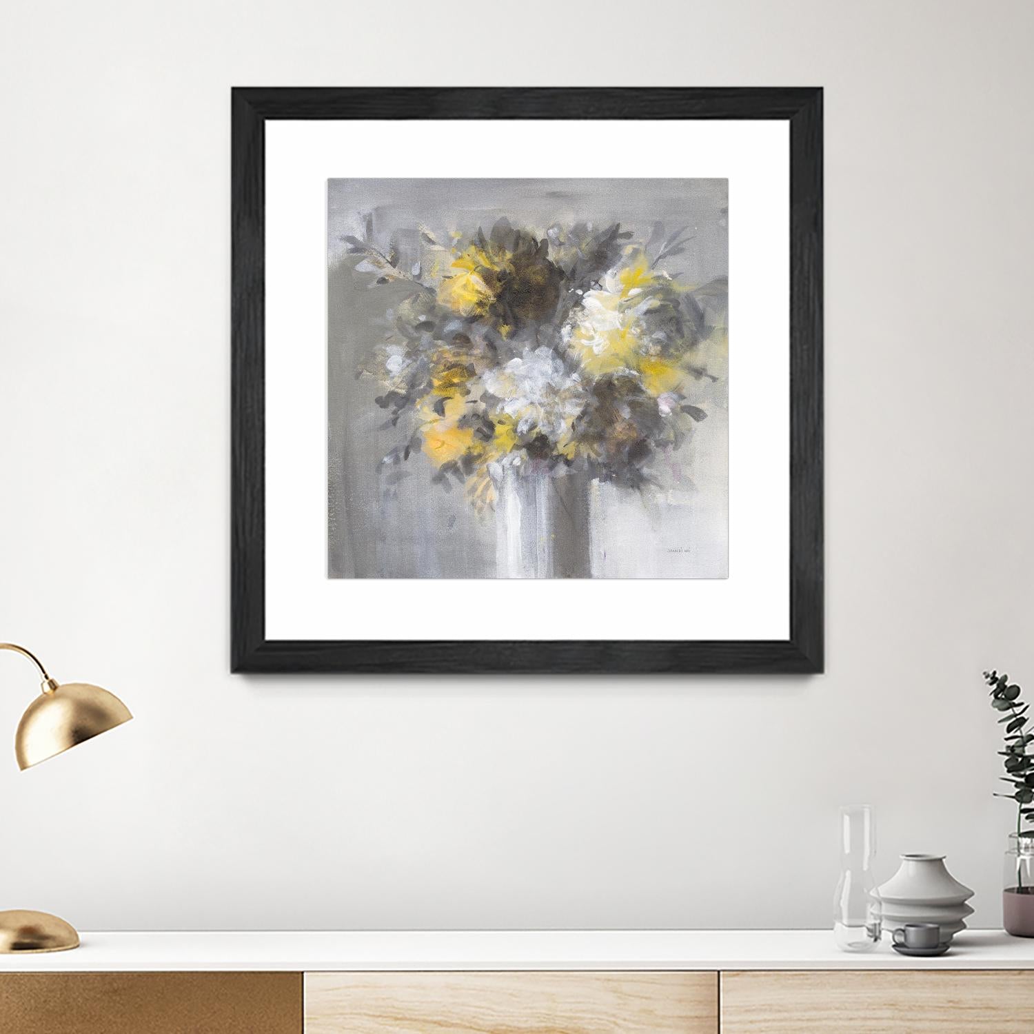 Weekend Bouquet Yellow Gray by Danhui Nai on GIANT ART - farmhouse brown