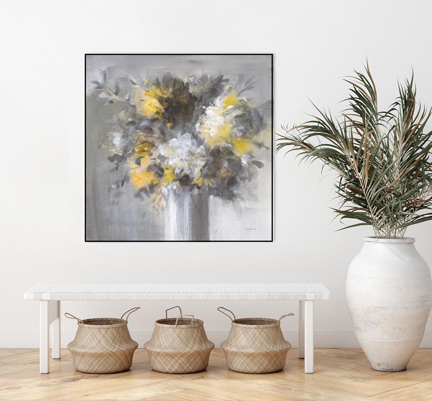 Weekend Bouquet Yellow Gray by Danhui Nai on GIANT ART - farmhouse brown