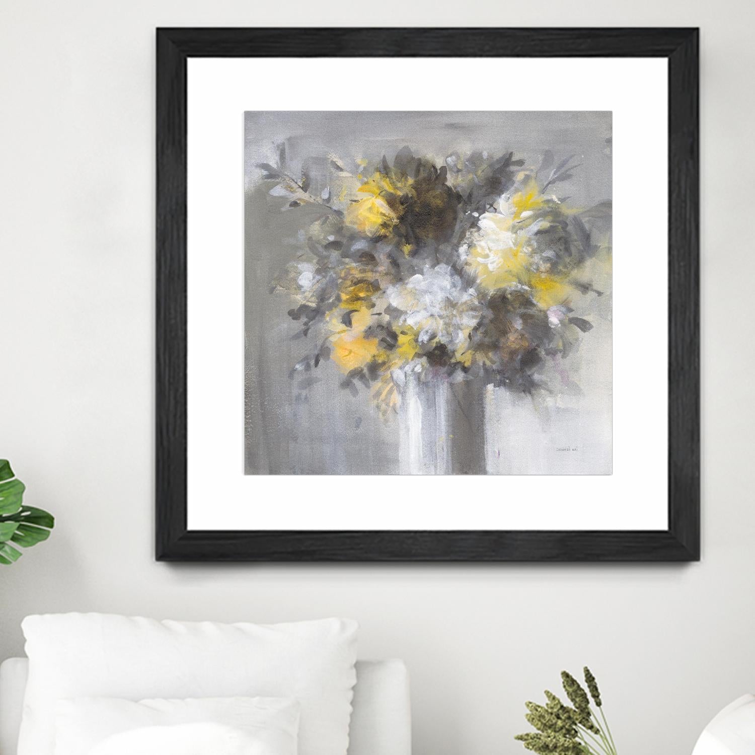 Weekend Bouquet Yellow Gray by Danhui Nai on GIANT ART - farmhouse brown