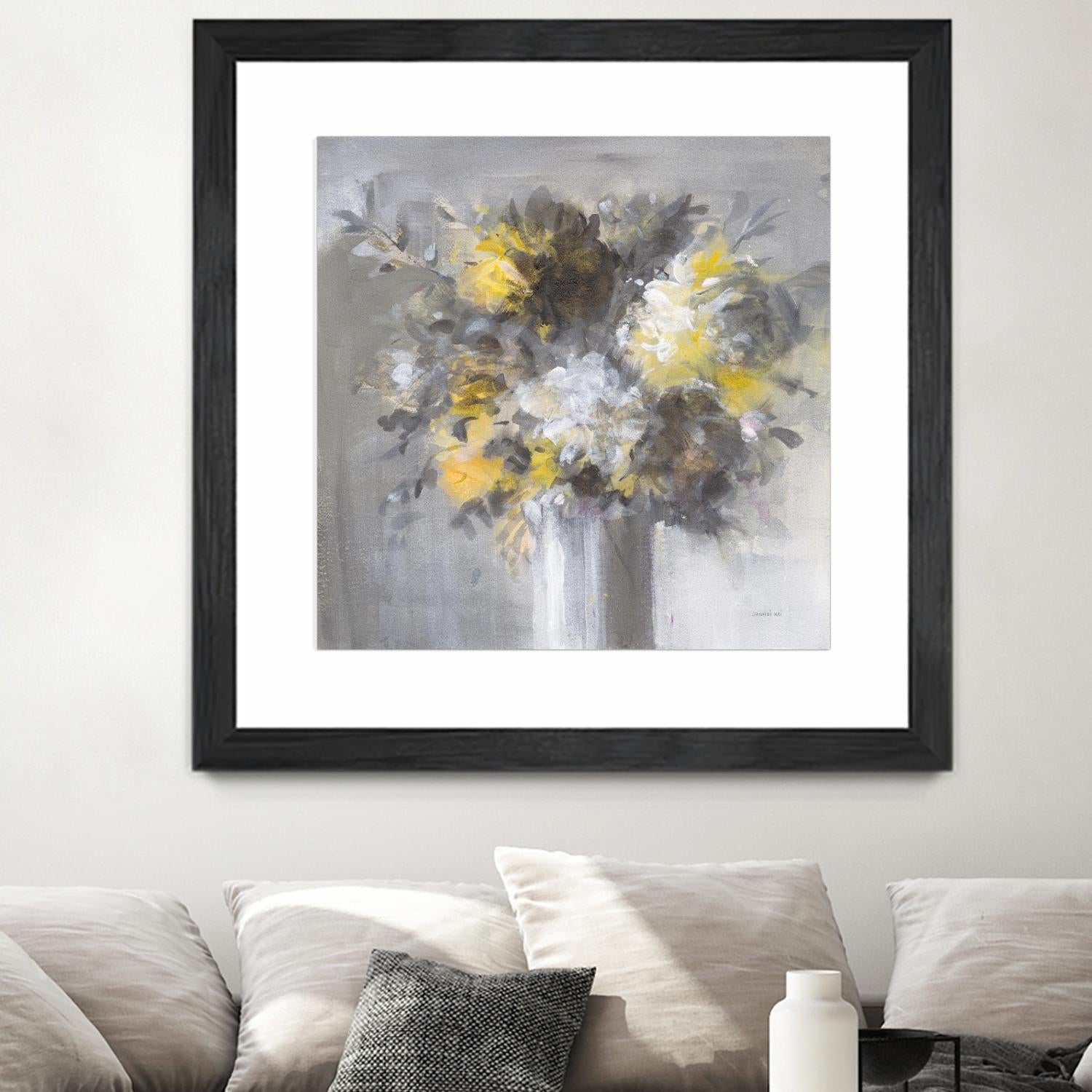 Weekend Bouquet Yellow Gray by Danhui Nai on GIANT ART - farmhouse brown