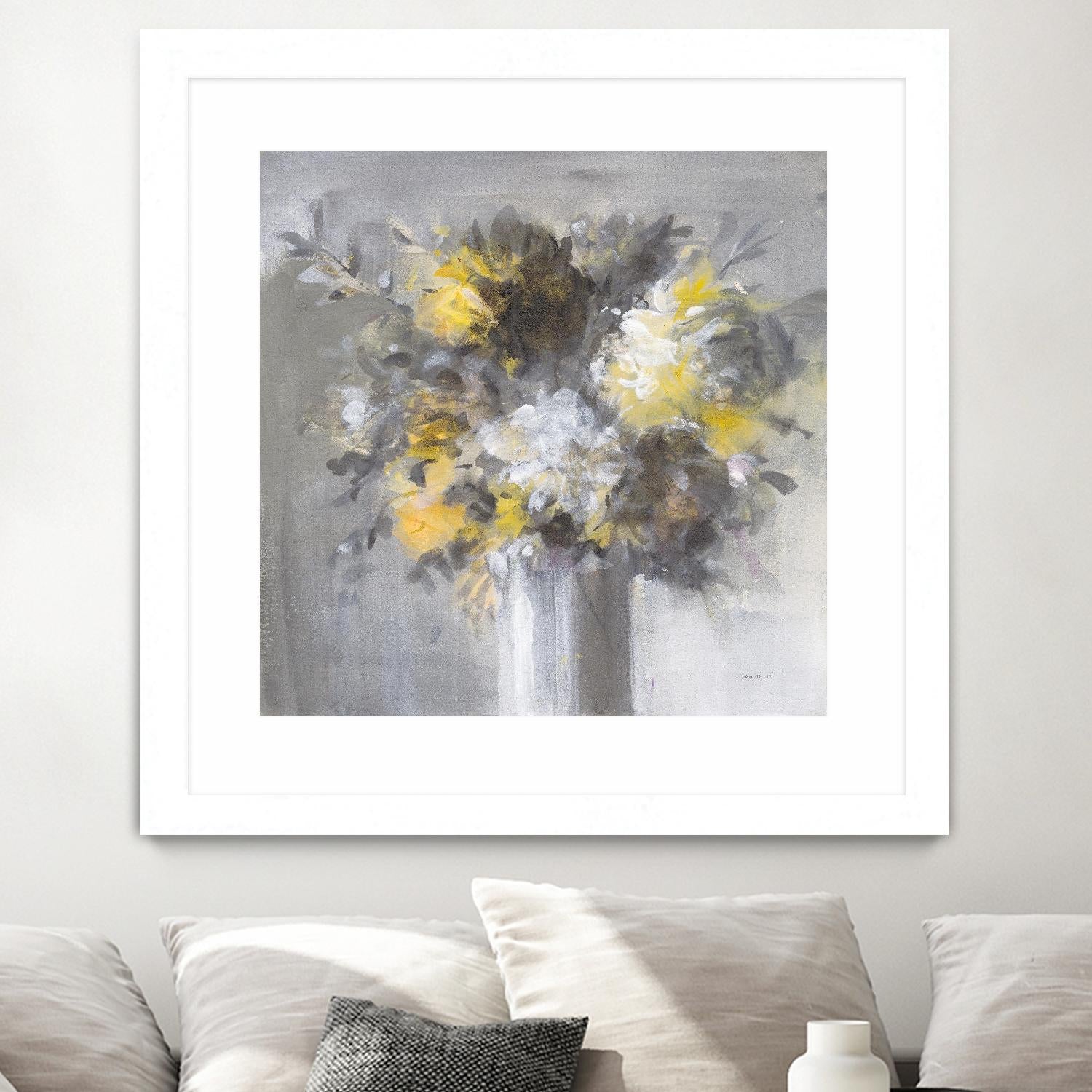 Weekend Bouquet Yellow Gray by Danhui Nai on GIANT ART - farmhouse brown
