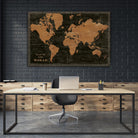 World Map Industrial by Sue Schlabach on GIANT ART - maps black