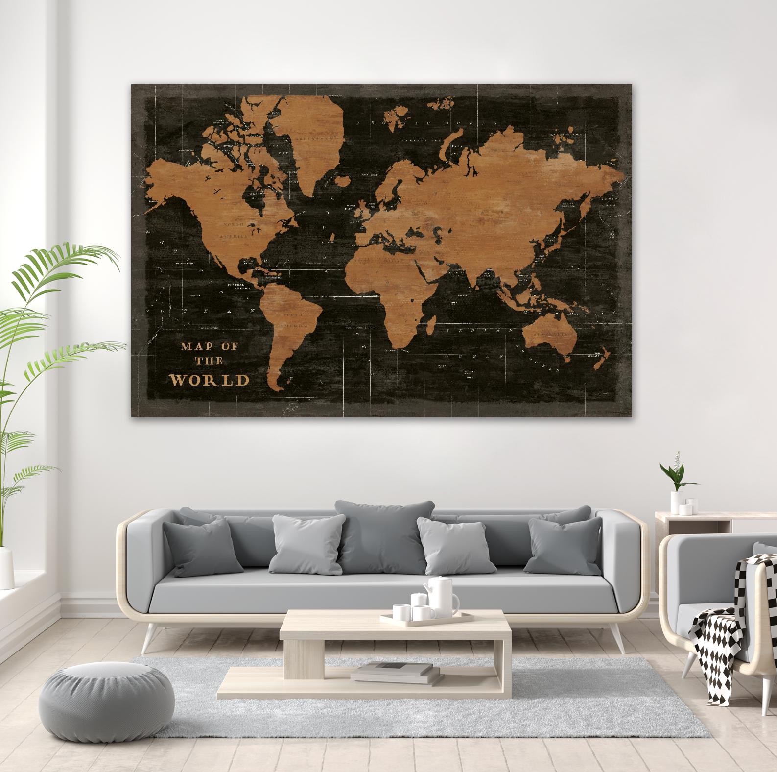 World Map Industrial by Sue Schlabach on GIANT ART - maps black