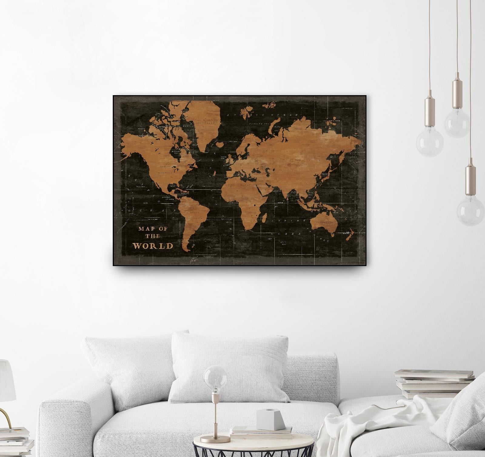 World Map Industrial by Sue Schlabach on GIANT ART - maps black