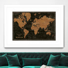 World Map Industrial by Sue Schlabach on GIANT ART - black  maps words and phrases