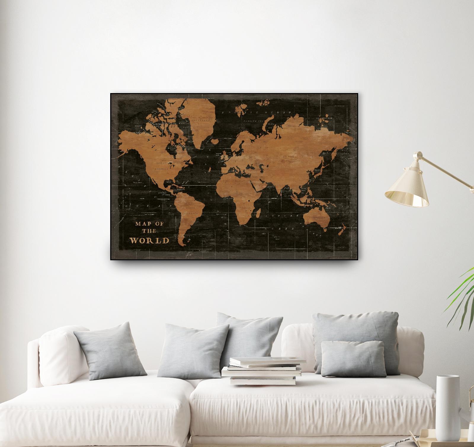 World Map Industrial by Sue Schlabach on GIANT ART - maps black
