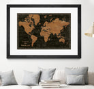 World Map Industrial by Sue Schlabach on GIANT ART - black  maps words and phrases