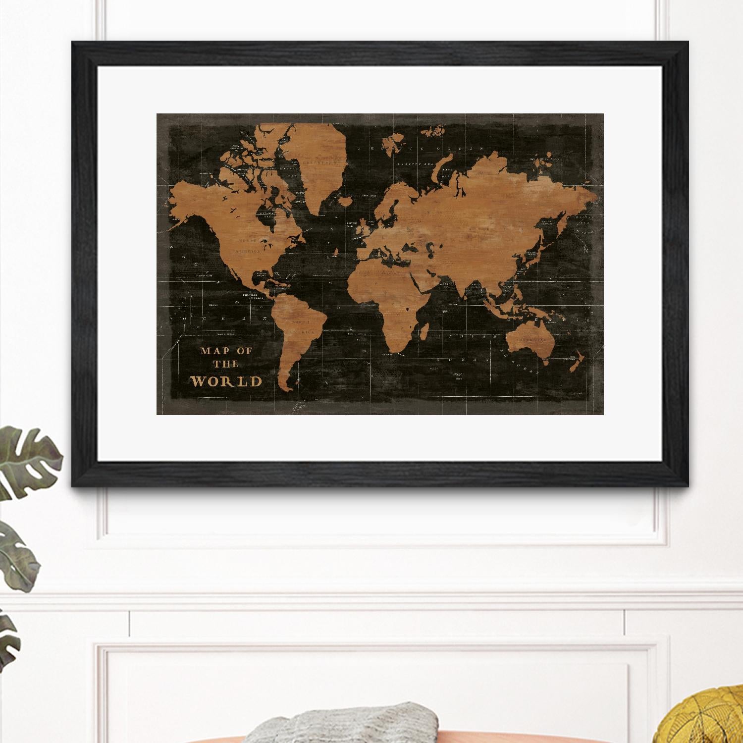 World Map Industrial by Sue Schlabach on GIANT ART - black  maps words and phrases