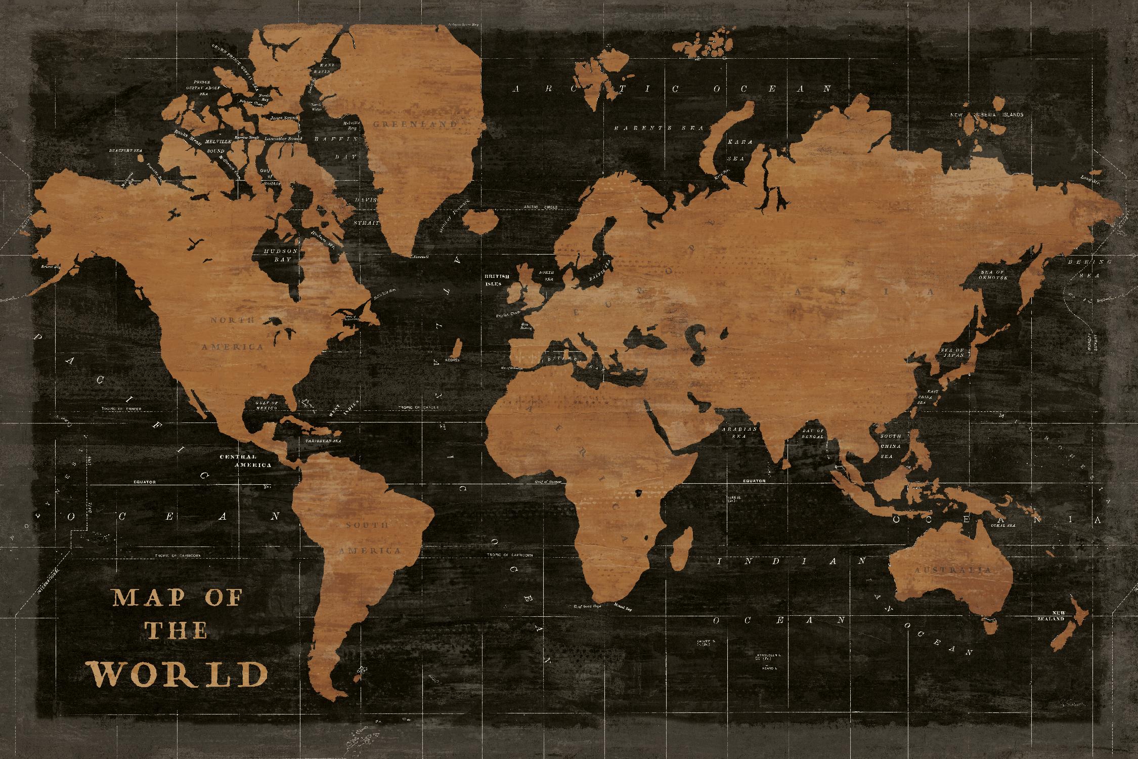 World Map Industrial by Sue Schlabach on GIANT ART - maps black