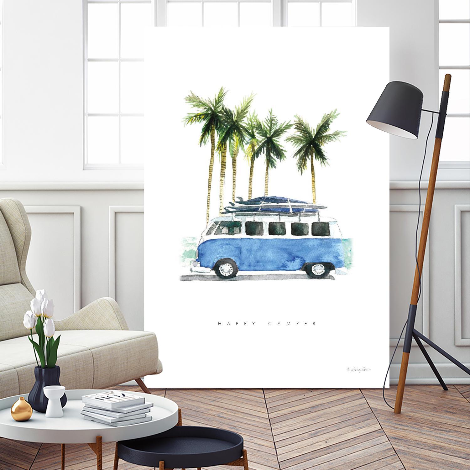 Surf Days II by Mercedes Lopez on GIANT ART - coastal & nautical aqua