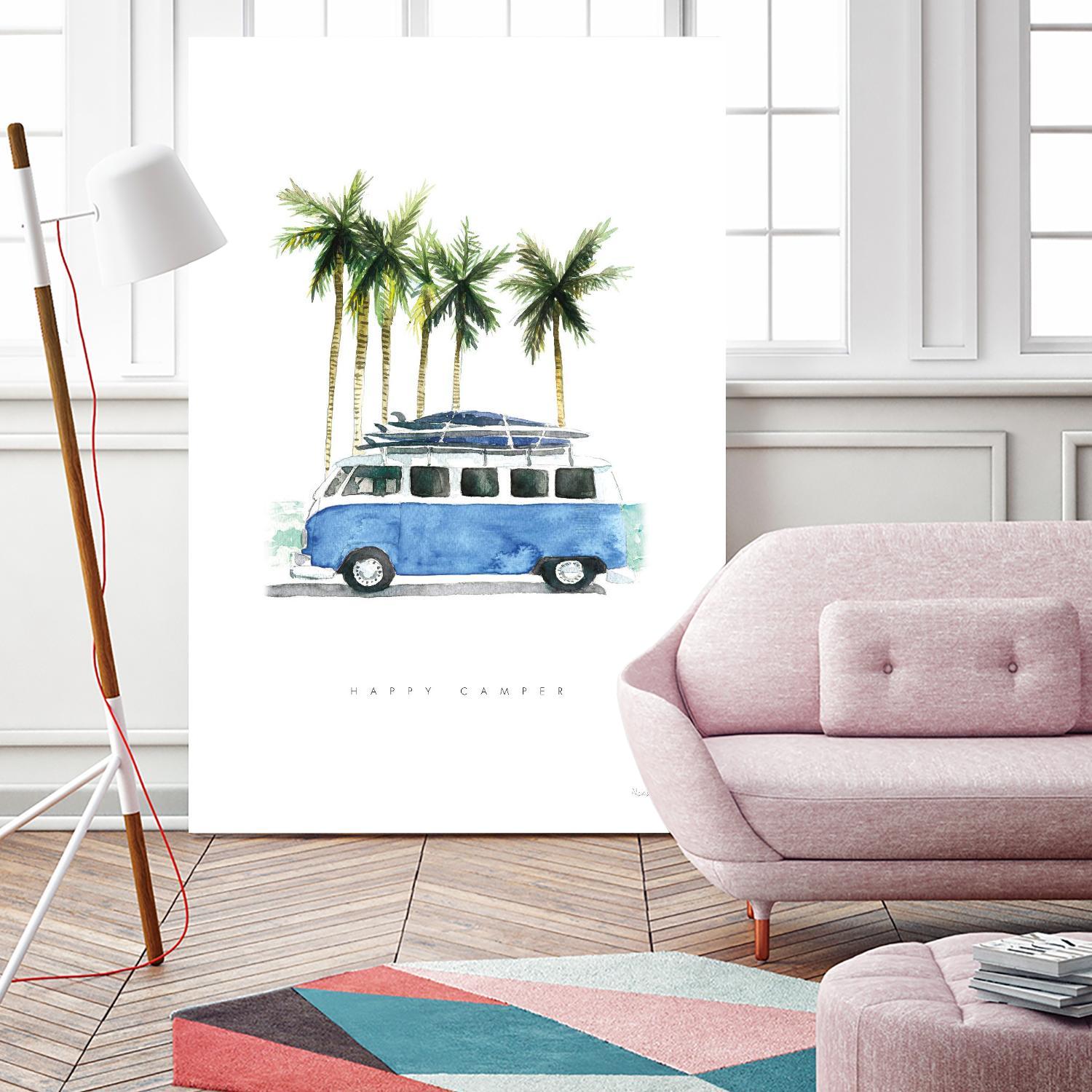 Surf Days II by Mercedes Lopez on GIANT ART - coastal & nautical aqua