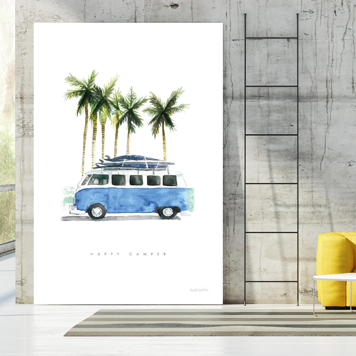 Surf Days II by Mercedes Lopez on GIANT ART - coastal & nautical aqua