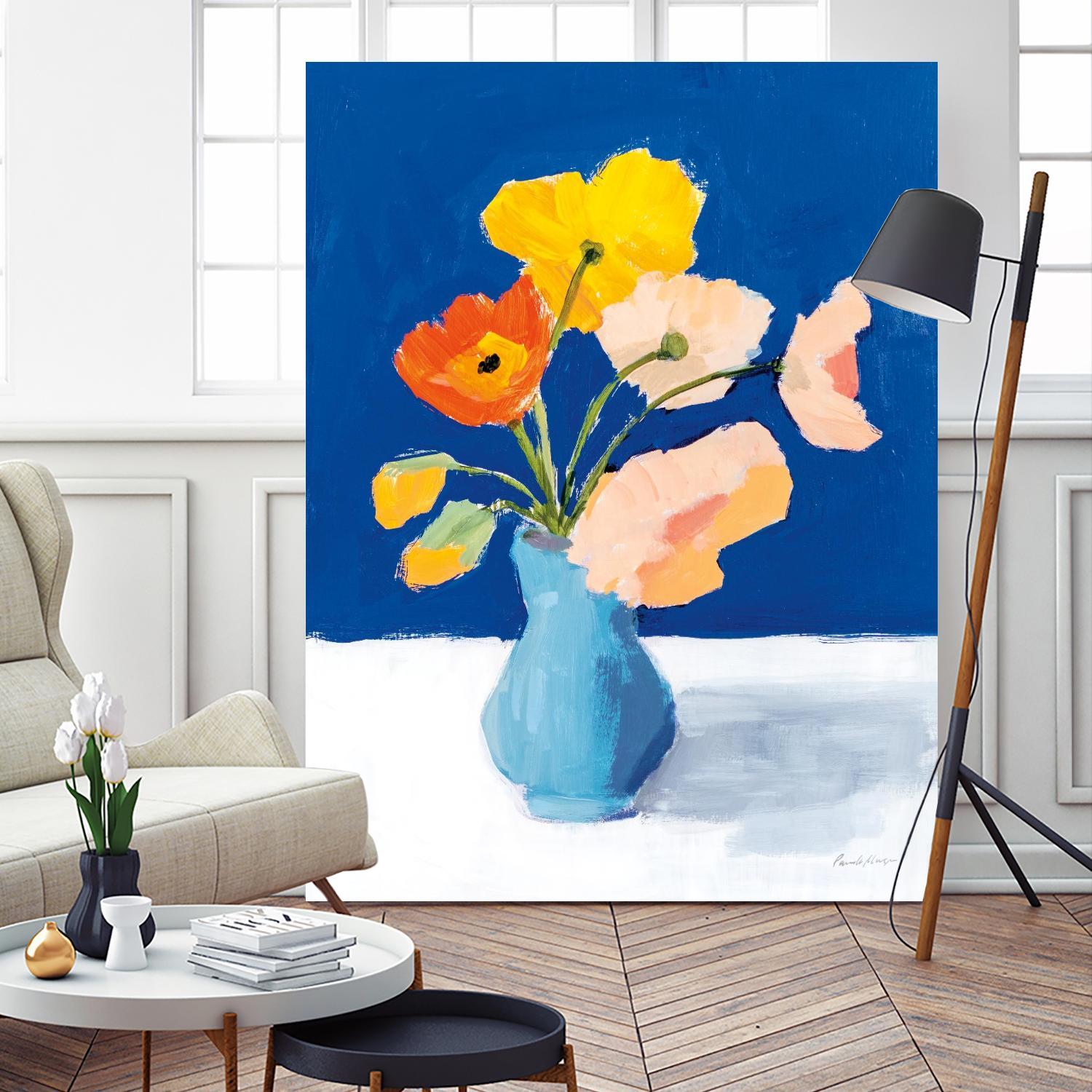 Poppies on Blue by Pamela Munger on GIANT ART - florals blue