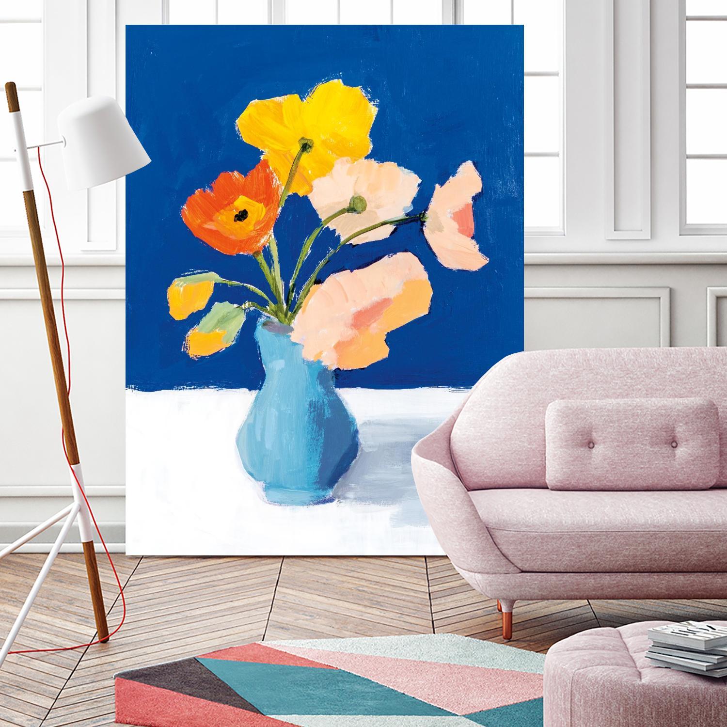 Poppies on Blue by Pamela Munger on GIANT ART - florals blue