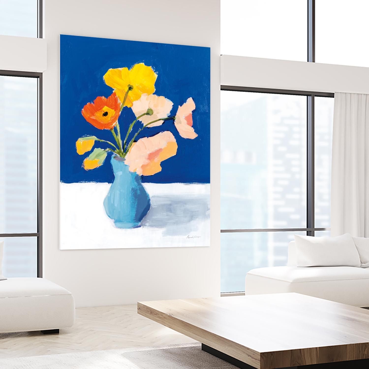 Poppies on Blue by Pamela Munger on GIANT ART - florals blue