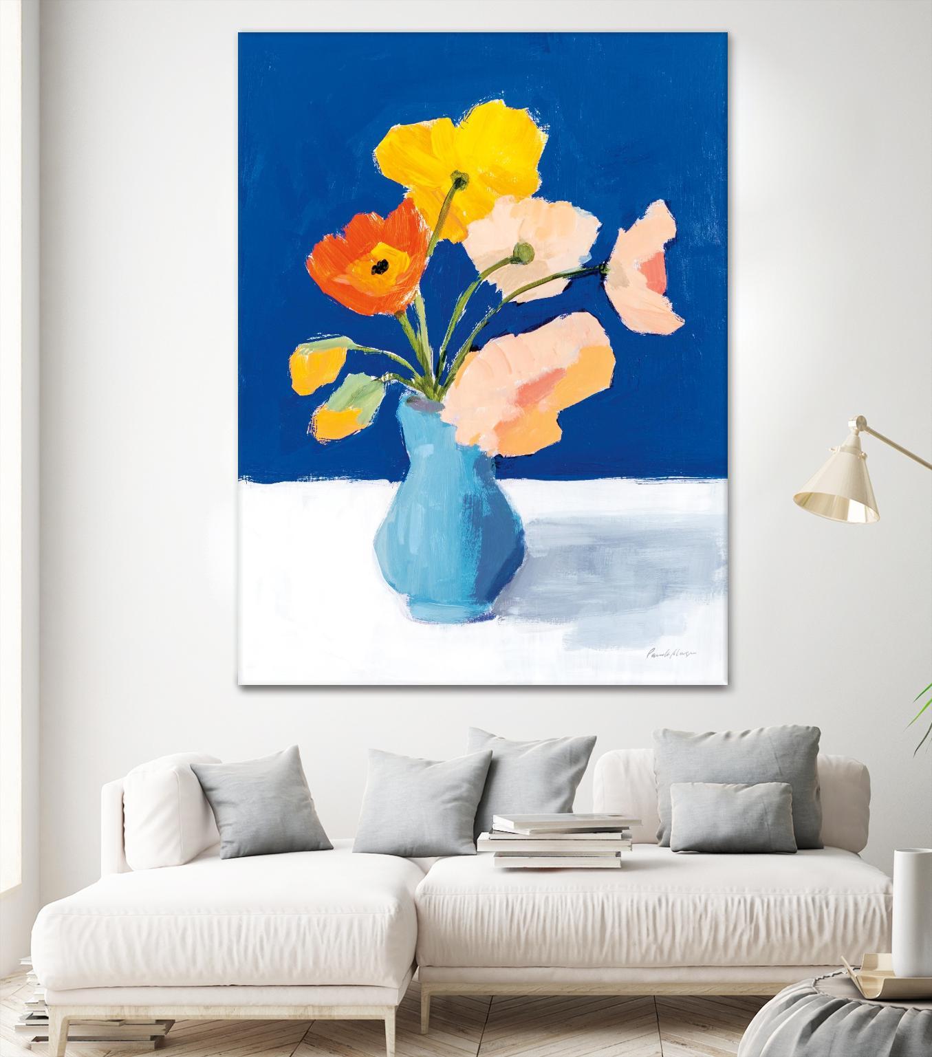 Poppies on Blue by Pamela Munger on GIANT ART - florals blue