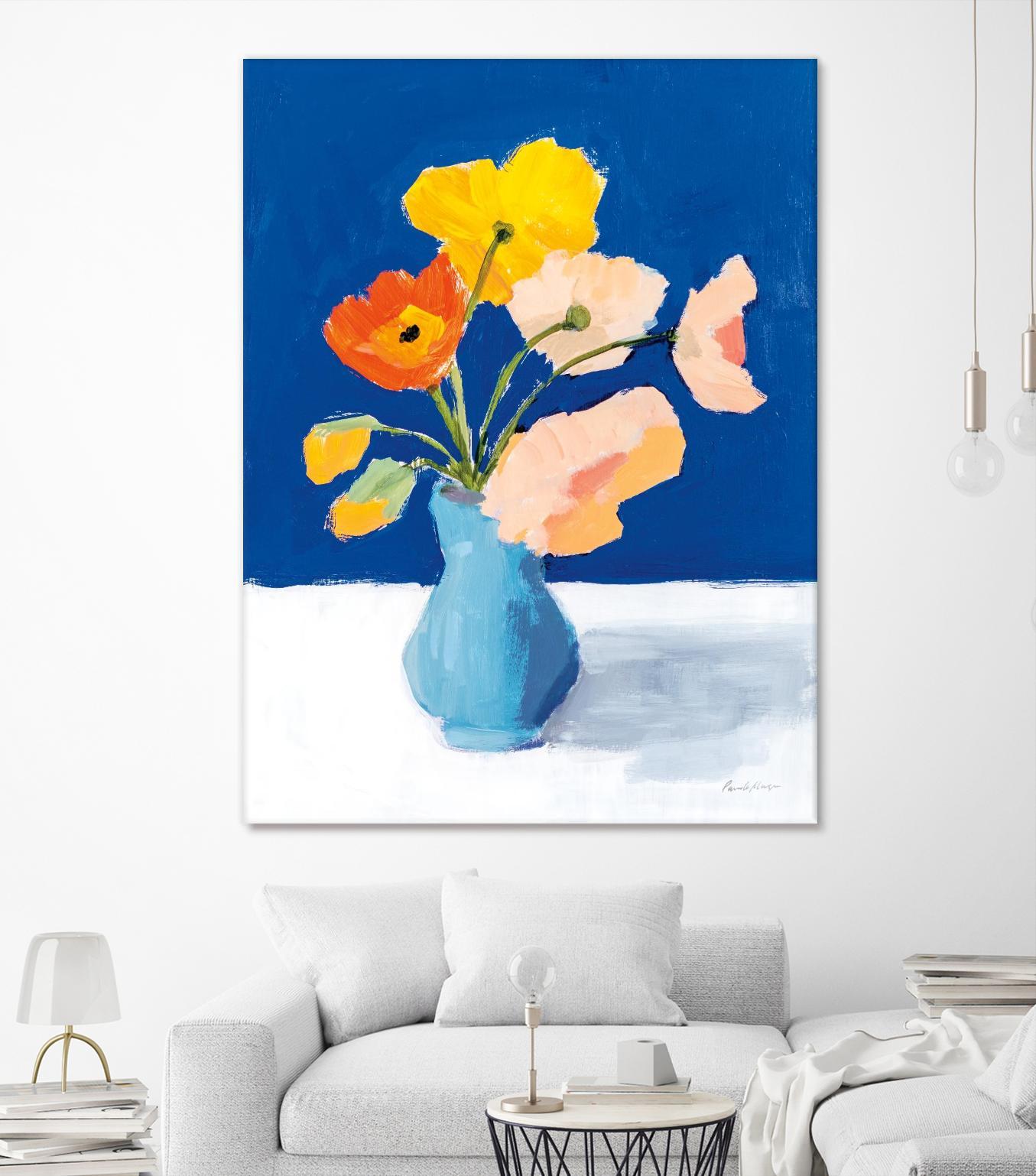 Poppies on Blue by Pamela Munger on GIANT ART - florals blue