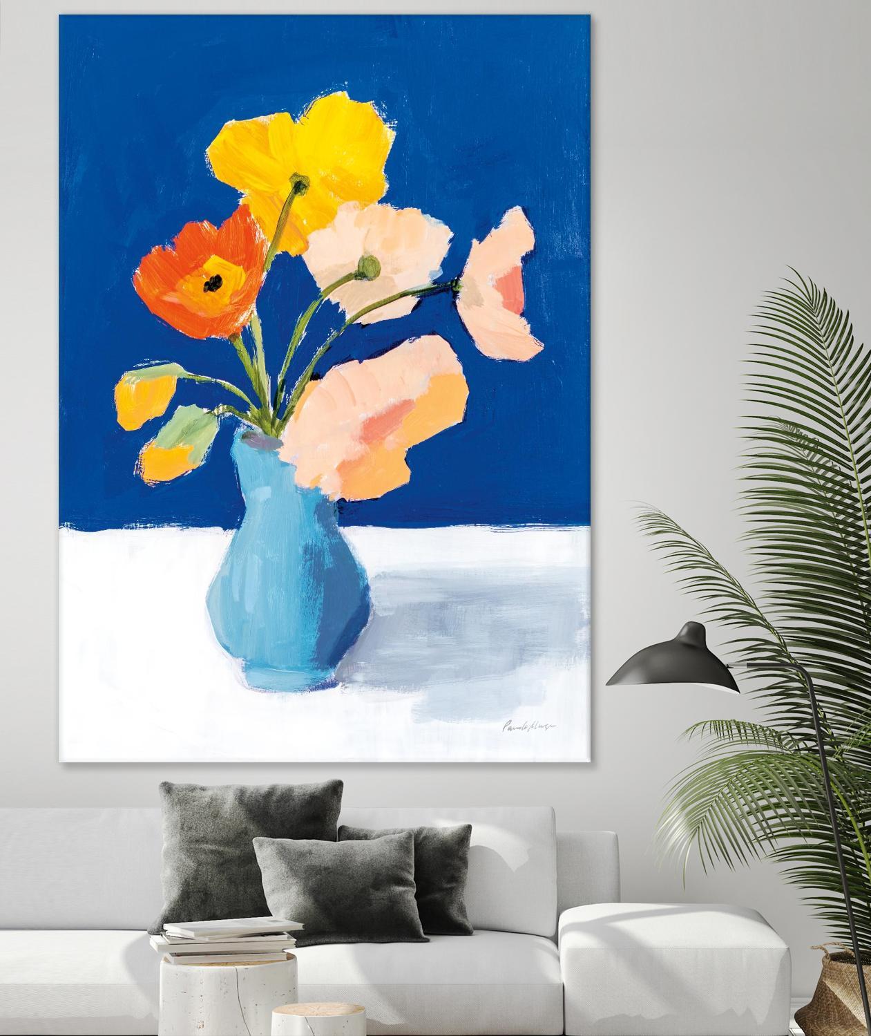 Poppies on Blue by Pamela Munger on GIANT ART - florals blue