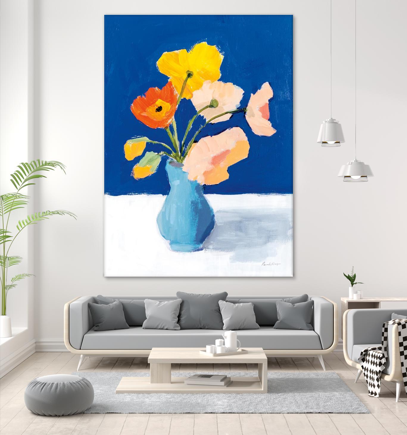 Poppies on Blue by Pamela Munger on GIANT ART - florals blue