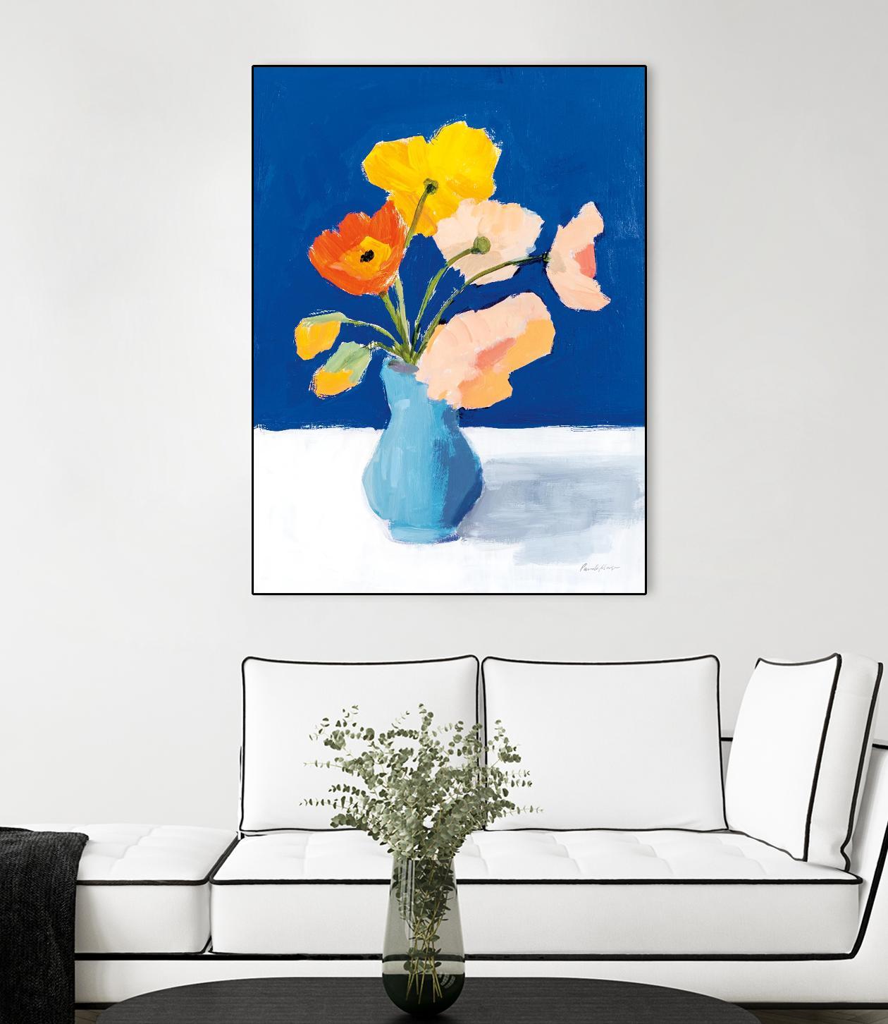 Poppies on Blue by Pamela Munger on GIANT ART - florals blue
