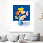 Poppies on Blue by Pamela Munger on GIANT ART - orange florals floral