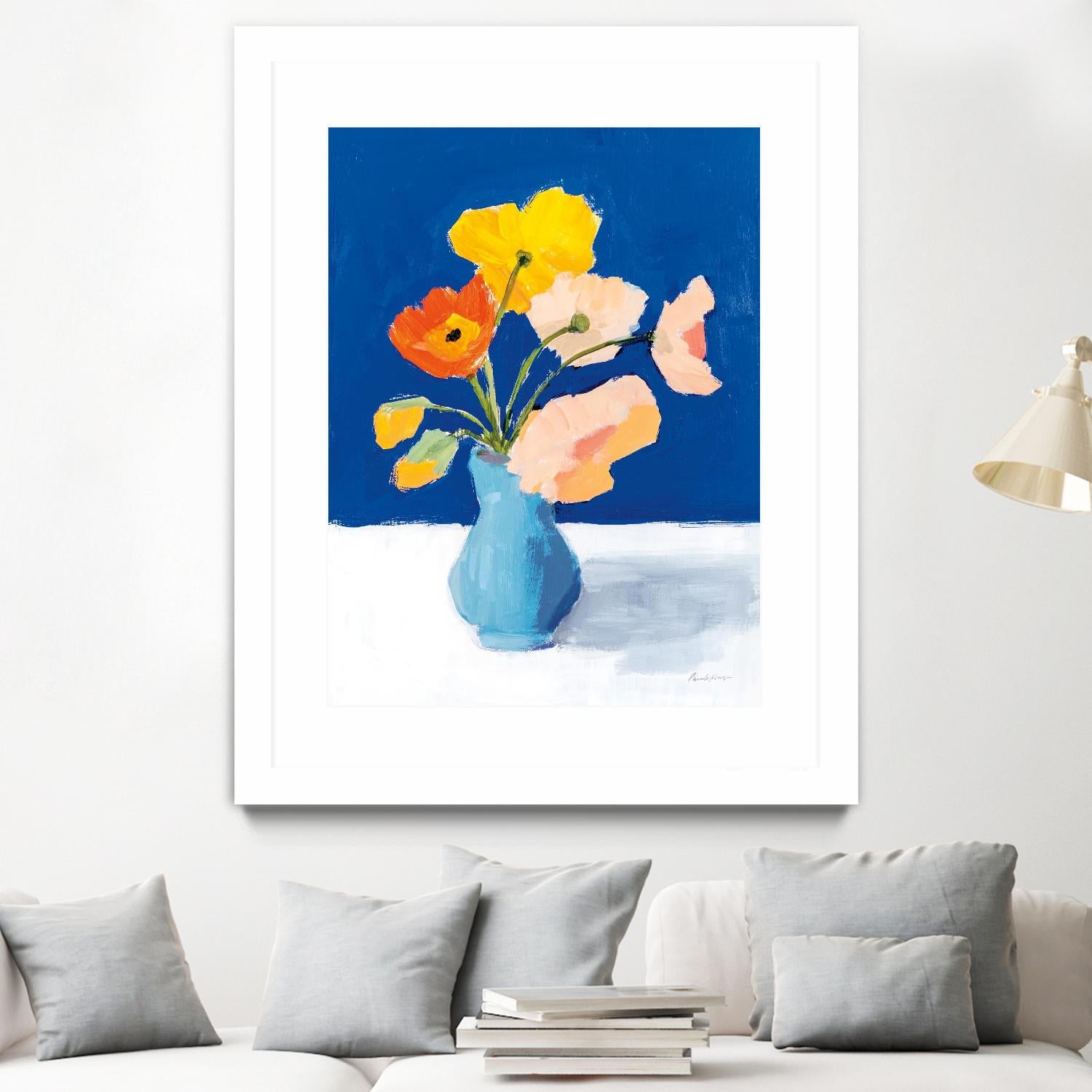 Poppies on Blue by Pamela Munger on GIANT ART - orange florals floral